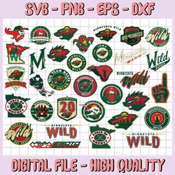 34 files minnesota wild bundle svg, minnesota svg, wild svg, nhl svg, nhl svg, hockey cricut, hockey svg, cut file, png,