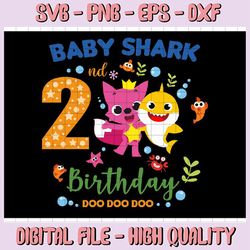 shark 2nd birthday svg, boy birthday shark svg dxf eps, boy second birthday clipart, two year old, baby, shark,ha82