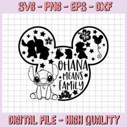 Mickey outline Lilo and stitch ohana means family SVG, PNG, DXF, disney svg, disney digital Mickey Mouse