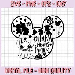 mickey outline lilo and stitch ohana means family svg, png, dxf, disney svg, disney digital mickey mouse