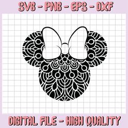 mickey mouse svg, minnie mouse svg, mickey head, minnie bow, mandala, tsvg svg design, for cricut, for silhouette, cut f