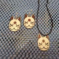 Kitsune earrings and pendant