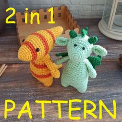Dino amigurumi toy pattern Baby dragon crochet pattern Dinosaur crochet pattern