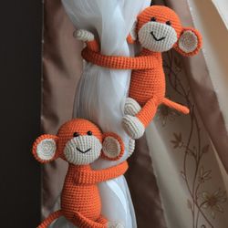 Monkey nursery decor Jungle nursery accessories curtain tie backs for zoo animal nursery decor