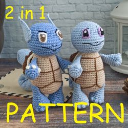 Squirtle Wartortle evolution crochet pattern Amigurumi pokemon crochet tutorial