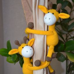 Giraffe themed nursery decor Jungle nursery accessories curtain tie backs for zoo animal nursery decor