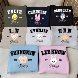 stray kids member group hoodie, skzoo characters hoodie, stray kids world tour 2024 hoodie, bang chan, han, changbin