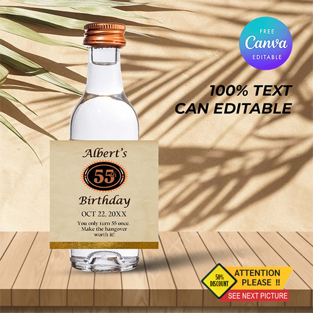 Mini Party Favors Titos Label Vodka Customized Label Canva Editable 0
