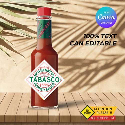 Hot Sauce Label Template. Easy to customize and print pepper sauce label. Instant download, Canva Editable