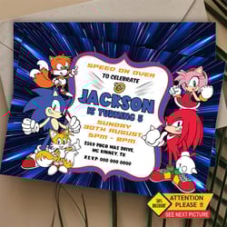 sonic birthday inviation, sonic birthday invitation printable sonic invitation template canva editable