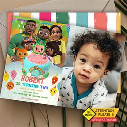 editable cody cocomelon birthday invitation with photo instant download