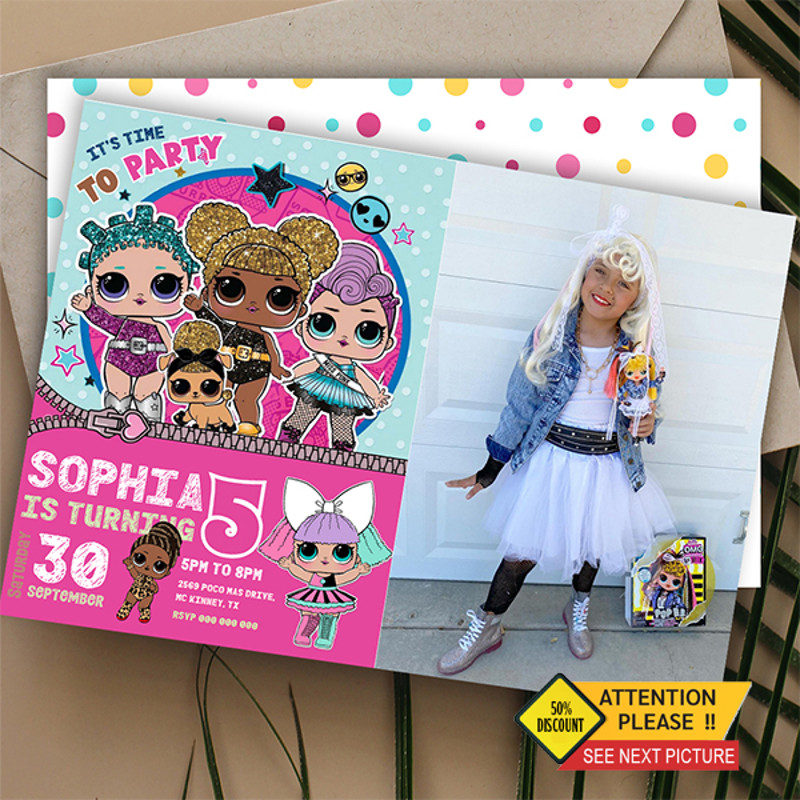LOL Surprise Birthday Girl Invitation With Photo Canva Editable Instant Download 0