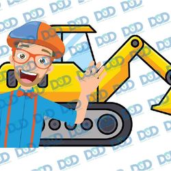 bllippii child kids svg sublimation svg, birthday blippi excavator boy svg, boy birthday matching svg, digital download