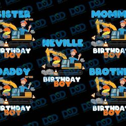 personalized name blippi family birthday png, personalized blippi construction png, birthday family blippi png, digital