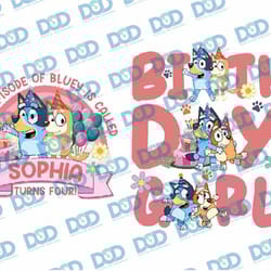 personalized name bluey birthday png, bluey birthday girl png, personalized bluey png, custom bluey birthday, digital do