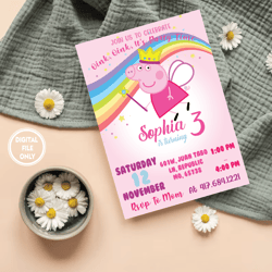 personalized file peppa pig birthday invitation | peppa pig invitation | peppa pig party kids invite | printable and edi