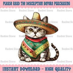 Funny Cinco De Mayo Cute Mexican Cat Png, Funny Cats Cinco De Mayo Png, Cute Cat Lover Png, Mothers day Png, digital Dow