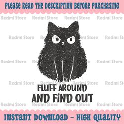 funny cat fluff around and find out png, cat lover png, black cat quote png, digital download