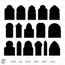 window svg, door arch svg, arabian frame svg, stencil templates dxf, arabian arch svg