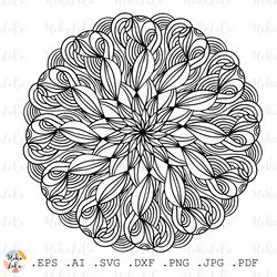 floral mandala coloring page pdf, floral pattern svg, cricut, floral mandala clipart png, stencil template dxf