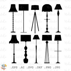 floor lamp svg, floor lamp silhouette, floor lamp cricut svg, floor lamp stencil templates dxf, floor lamp clipart png