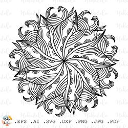floral mandala coloring page pdf, floral pattern svg cricut, floral mandala clipart png, stencil template dxf