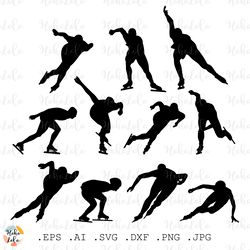 speed skater svg, speed skater silhouette, speed skater cricut, speed skater stencil templates dxf, clipart png