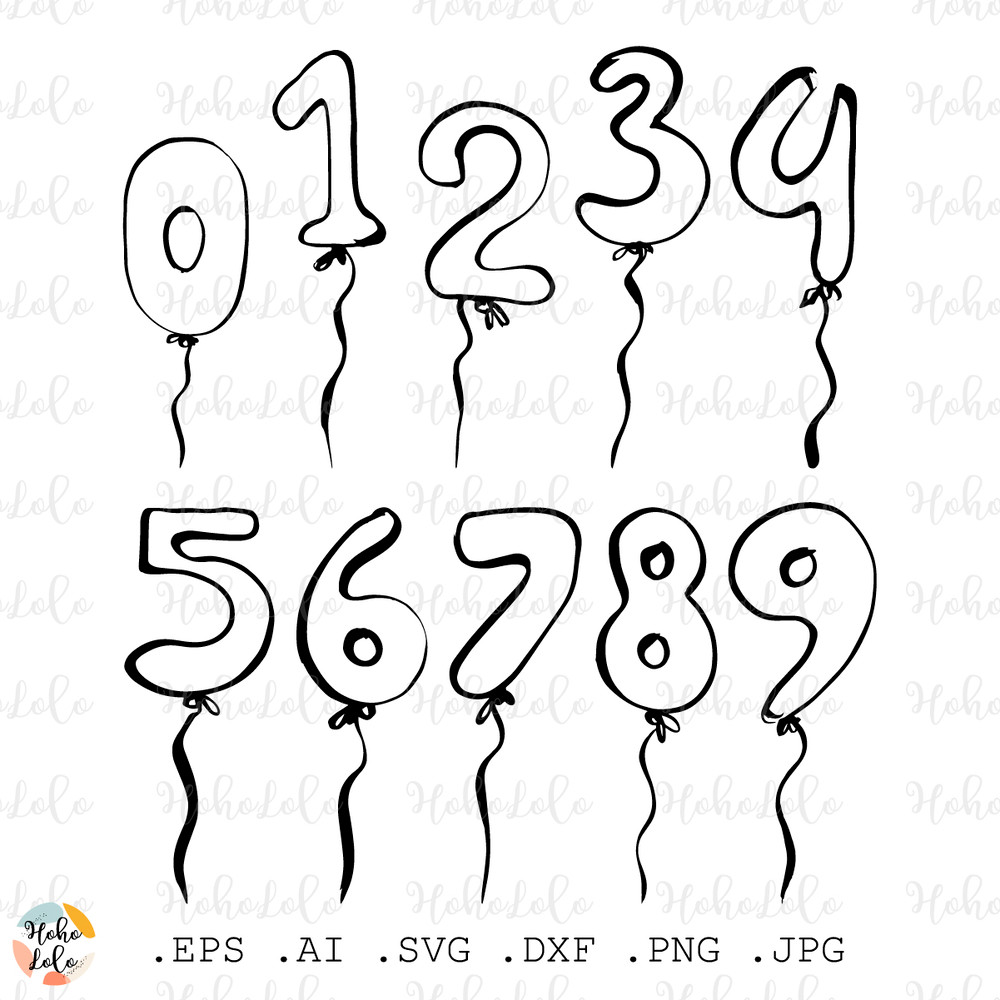 Balloons Numbers Svg Balloons Numbers Cricut Balloons Numbers Stencil Templates Balloons Numbers Ink Clipart Png 0
