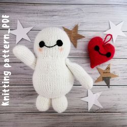 Toy knitting pattern Valentine's Day Baymax and the heart Valentine's