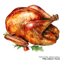 Roast Turkey PNG | Watercolor Christmas Thanksgiving Food Meat Clip art Barbecue BBQ Meal illustration Dinner Decor Cozy