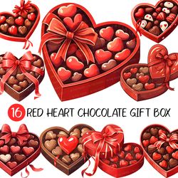 Red Heart Shaped Chocolate Gift Box PNG | Valentines Day Clipart Sweets Heart Candy Ribbon Dessert Packaging Lovely Cute