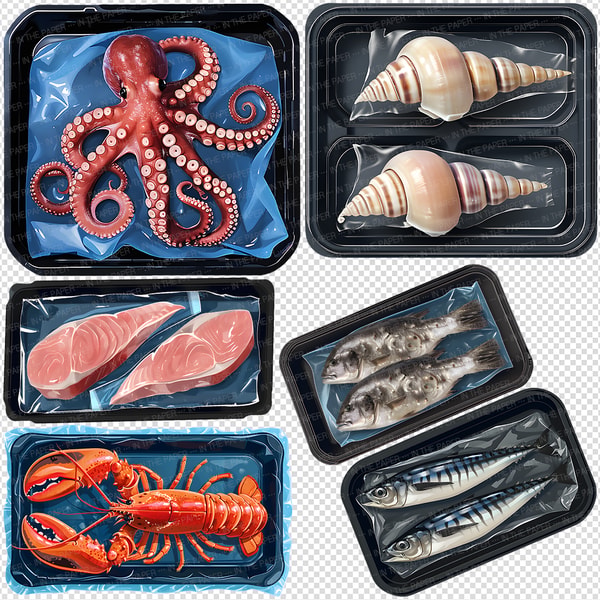 Seafood Supermarket Packaging PNG | Fish Clip art Salmon roe - Inspire ...