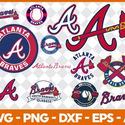 atlanta braves mlb svg cut files baseball clipart bundle