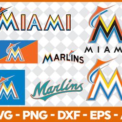miami marlins mlb svg cut files baseball clipart bundle