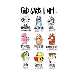 bluey and friends - god say i am comfort colors digital, bluey