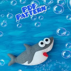 Felt shark pattern PDF Felt toy pattern Felt ornament Shark ornament Shark sewing pattern Felt fish pattern Felt fish