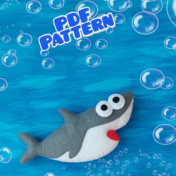 Felt shark pattern PDF Felt toy pattern Felt ornament Shark | Inspire ...