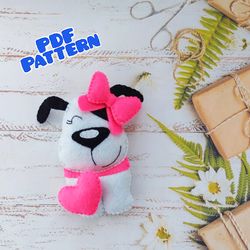 Felt dog sewing pattern Felt baby dog pattern PDF Dog stuffed animal Soft toy templates Felt ornament Baby mobile felt