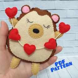 pattern of felt hedgehog for valentine's day felt ornaments patterns felt animal felt animal hedgehog ornament pdf
