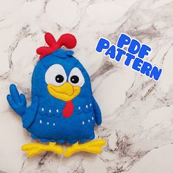 Felt bird Pattern PDF Pattern blue bird Chicken toy pattern Felt chicken pattern Felt ornament pattern Bird plush PDF
