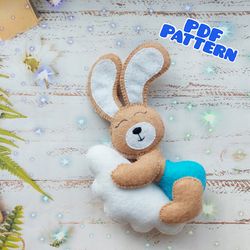 Felt Hare pattern Felt bunny pattern Baby mobile felt
