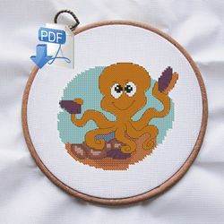Octopus cross stitch pattern Marine life cross stitch pattern Cross stitch pattern Instant PDF Download