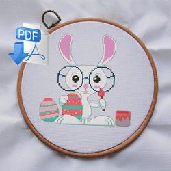 Easter bunny cross stitch pattern Cute animal cross stitch chart Rabbit cross stitch Cross stitch pattern Digital PDF