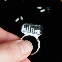 chess board statement jewelry, adjustable sterling silver ring