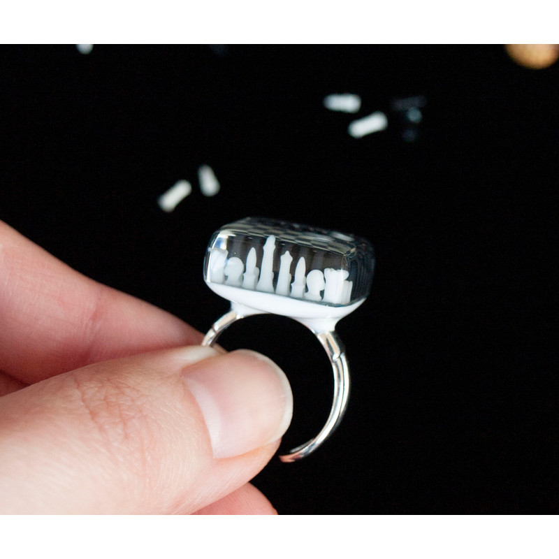 Chess Board Statement Jewelry Adjustable Sterling Silver Ring 0