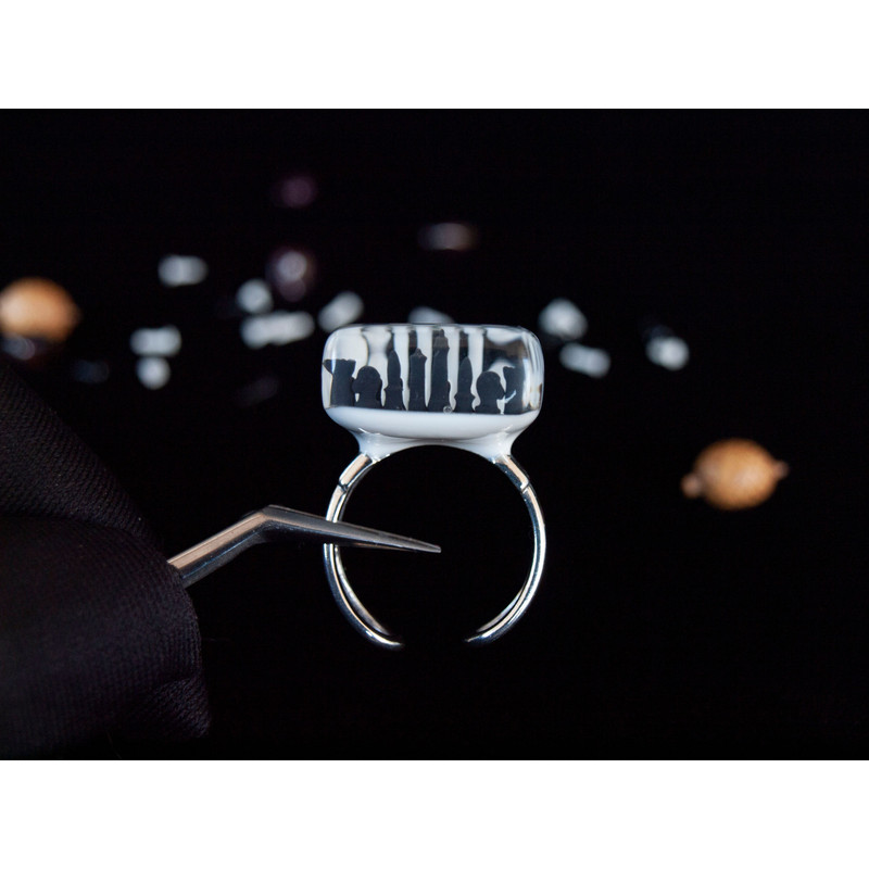 Chess Board Statement Jewelry Adjustable Sterling Silver Ring 2