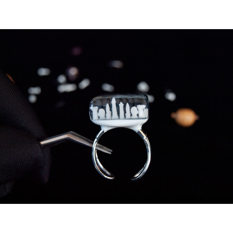 Chess Board Statement Jewelry Adjustable Sterling Silver Ring 3