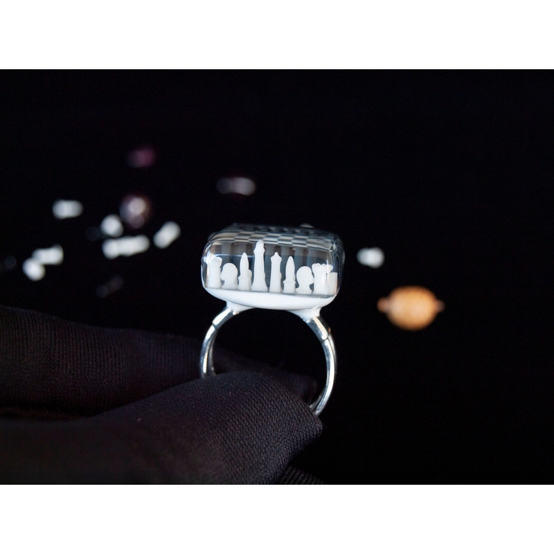 Chess Board Statement Jewelry Adjustable Sterling Silver Ring 4