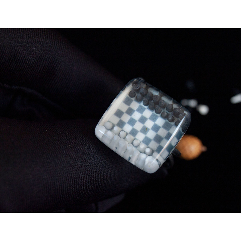 Chess Board Statement Jewelry Adjustable Sterling Silver Ring 6