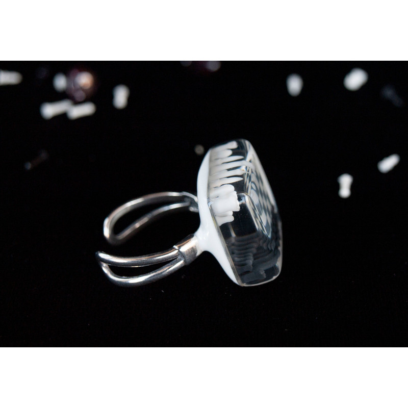 Chess Board Statement Jewelry Adjustable Sterling Silver Ring 9